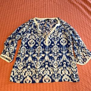 Violet & Claire, blue and white, 3/4 sleeve blouse, L